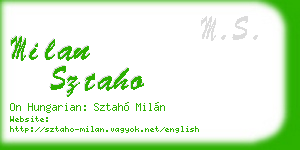 milan sztaho business card